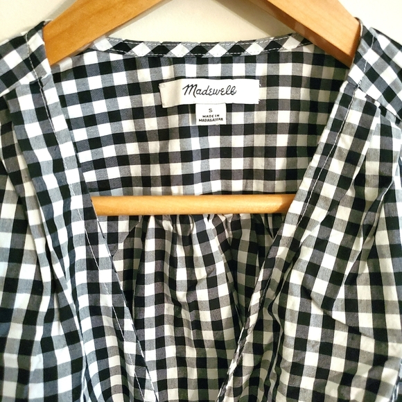Madewell Short-Sleeve Wrap Top Checkered Gingham - Picture 3 of 6